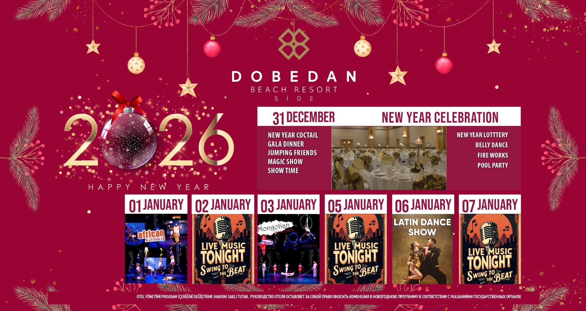 Dobedan Beach Resort Side Yeni Yil Card